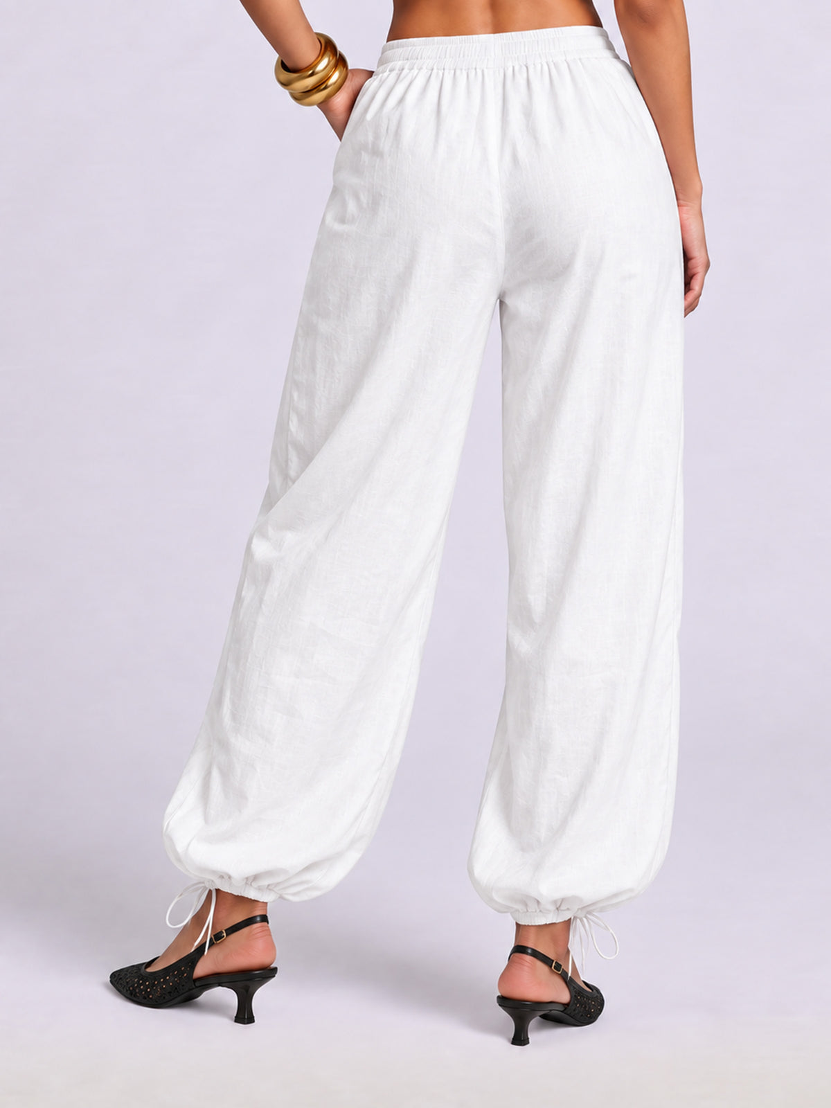 WHITE BALLOON PANTS