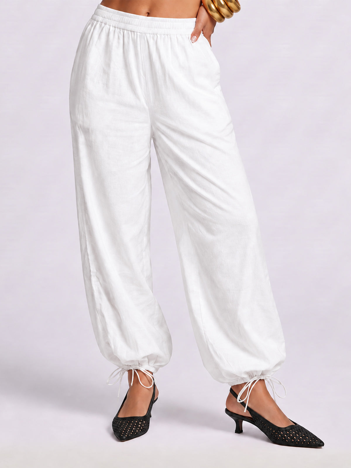WHITE BALLOON PANTS