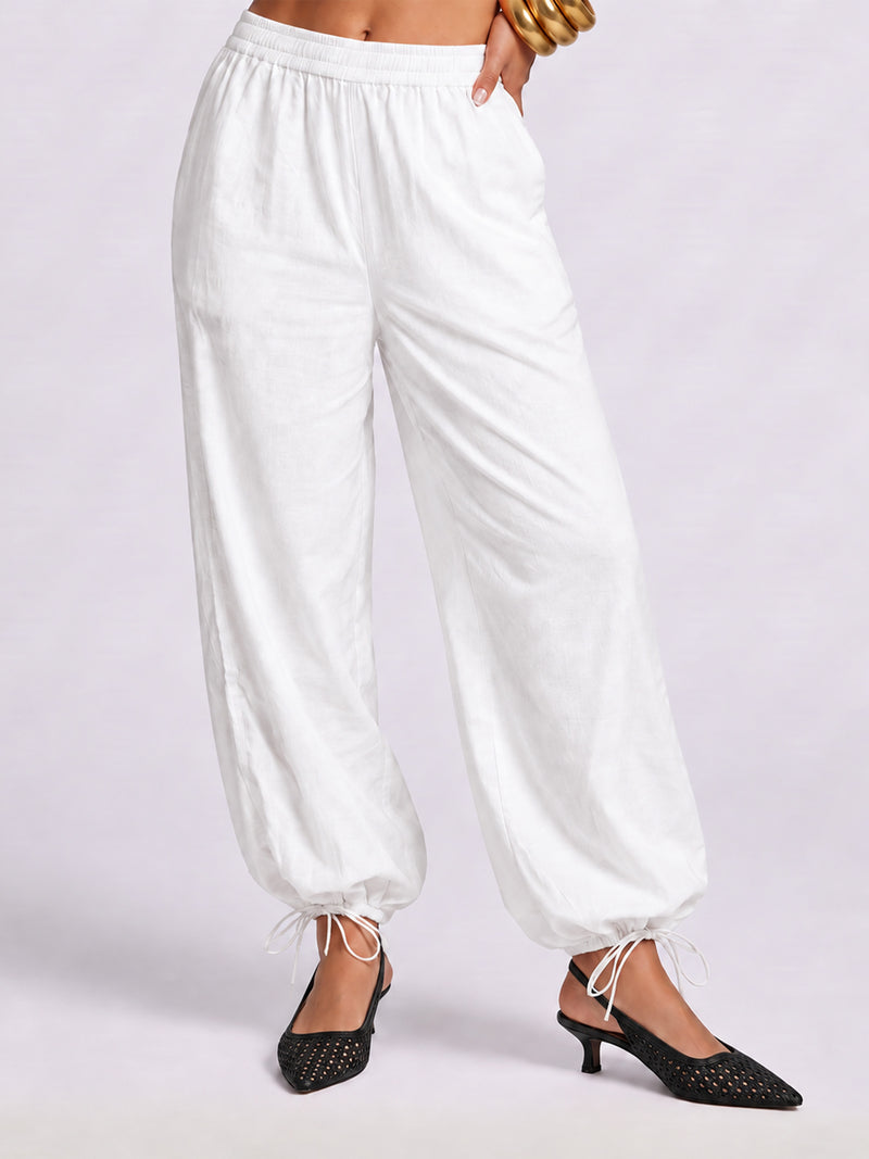 WHITE BALLOON PANTS