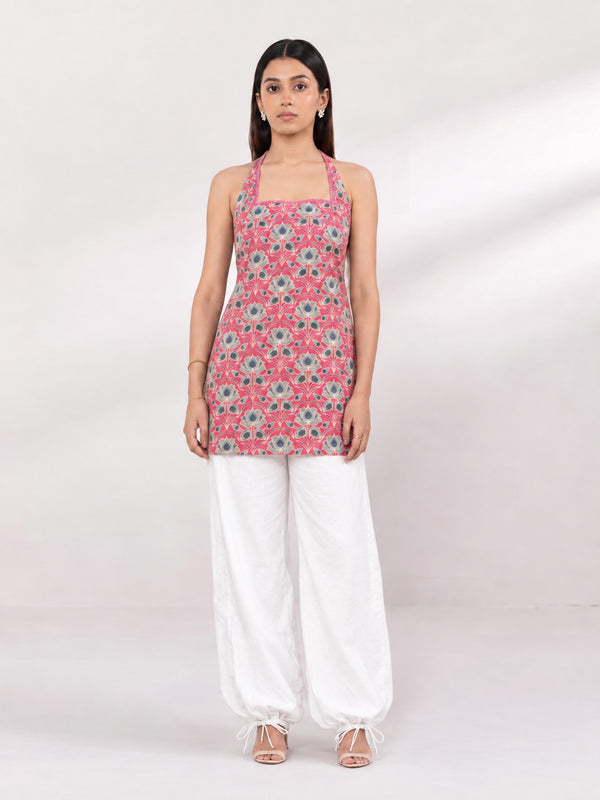 INAYA HALTER NECK KURTI & BALLOON PANTS SET